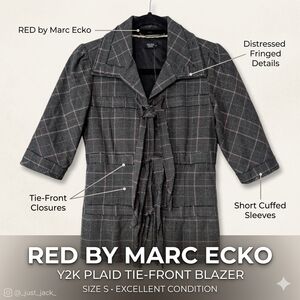 Red by Marc Ecko Plaid Tie-Front Jacket - Size S Y2K Like New!